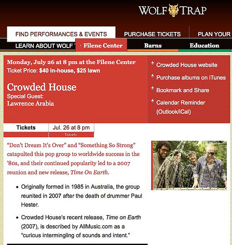 crowded house at Wolf Trap