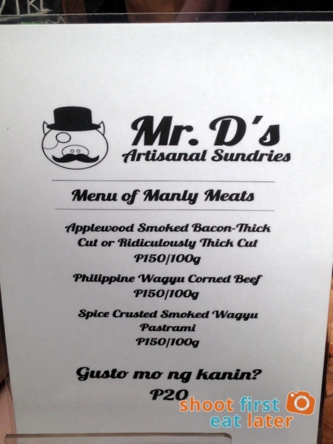Mr. D's Artisinal Sundries menu-001