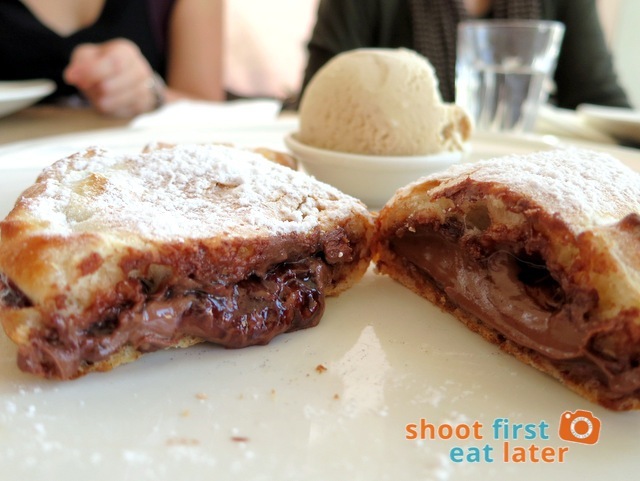 Nutella calzoncino with vanilla bean ice cream
