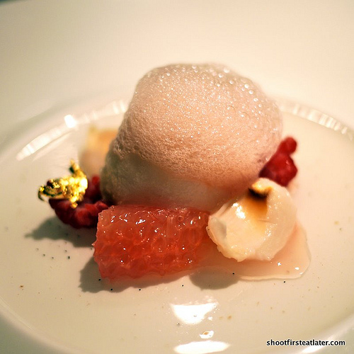 lychee sorbet w/ fresh grapefruit & Dita jelly