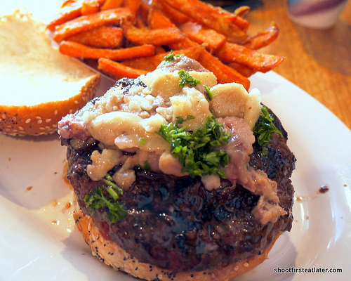 Ray's Hell Burger w/ roasted bone marrow w/ persillade