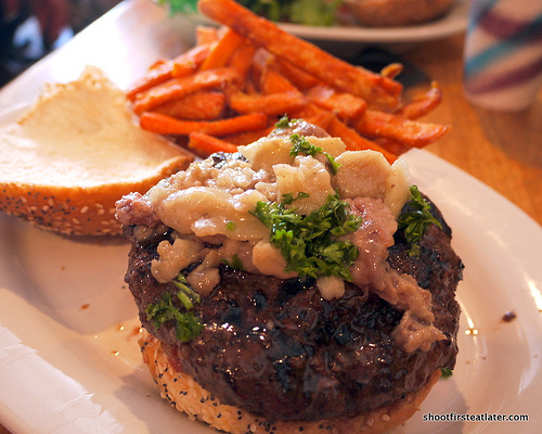 Ray's Hell Burger w/ roasted bone marrow w/ persillade