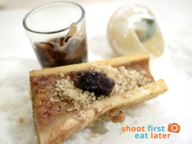 Pepita's Kitchen Hayop na Degustacion- bone marrow with oxtail marmalade & special salt