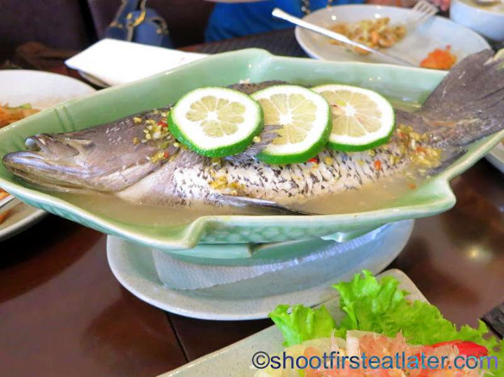 Pla Krapong Neung Ma Now (steamed sea bass) P850