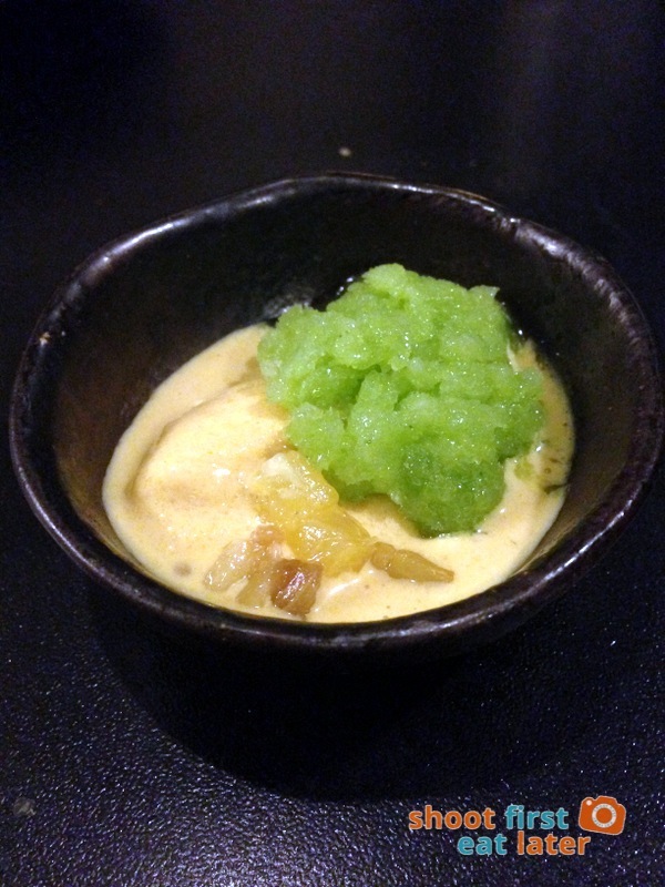 Sensei Sushi Bar - Sweet Potato & Pineapple topped with Cucumber Granita