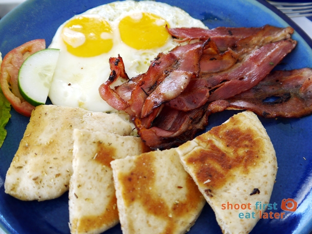 Balesin Island Club - Mykonos Village's Taverna Thanassis restaurant- bacon & eggs
