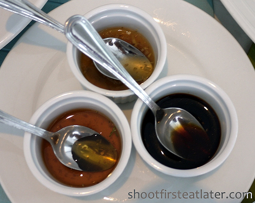 honey cilantro, oyster chili & crispy pata sauces