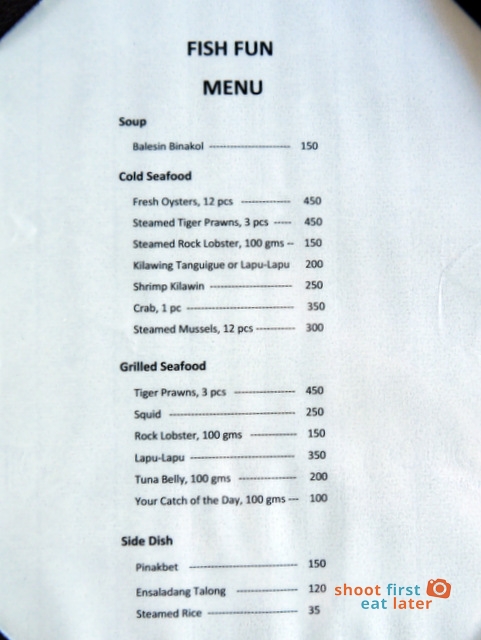 Balesin Fish Fun -menu