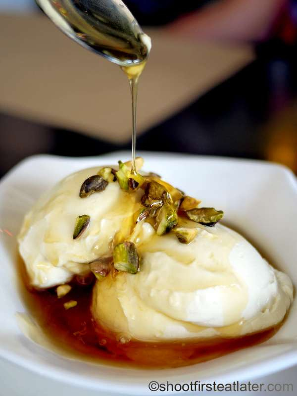 Greek yogurt with honey and pistachios