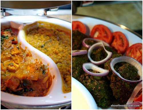 paneer butter masala, dahl, vegetable rangeela kebab