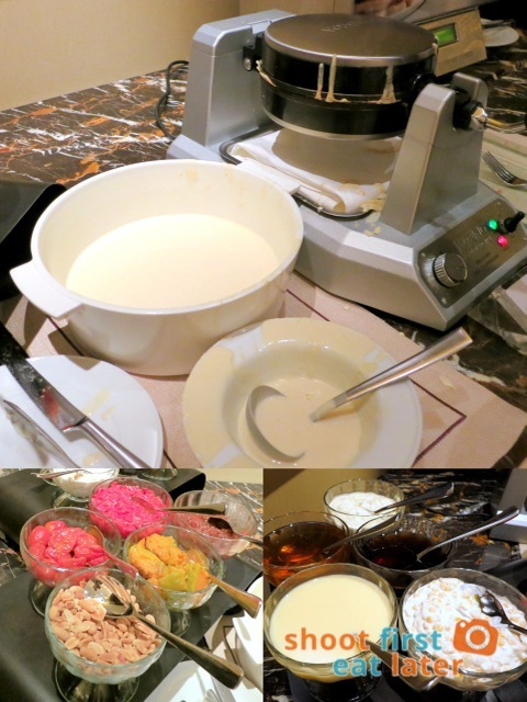 Sheraton Macao Club Lounge breakfast buffet - waffles with strange toppings