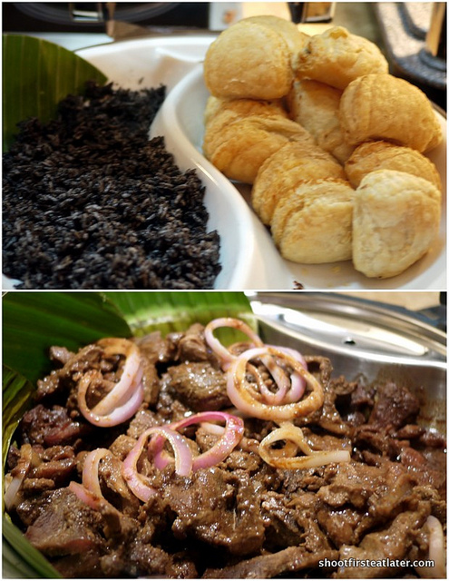Zamboanga rice, chicken mushroom empanada, tapang baboy