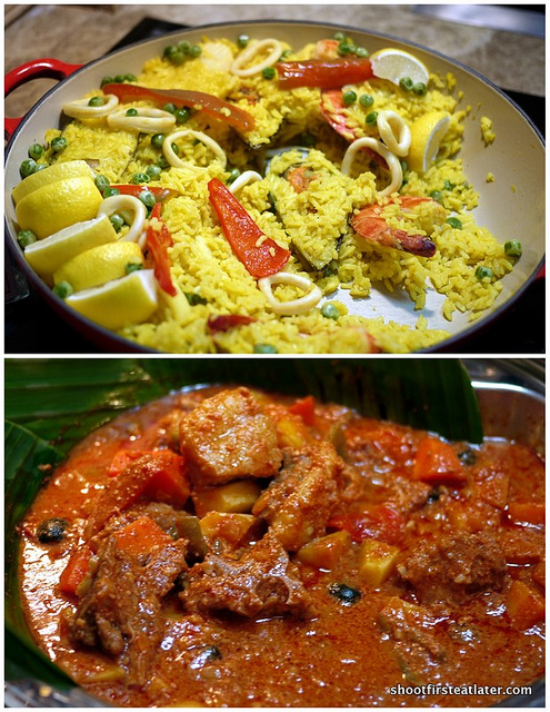 arroz a la cassola & kalderetang kambing