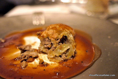 warm duckling & foie gras pie served in puff pastry