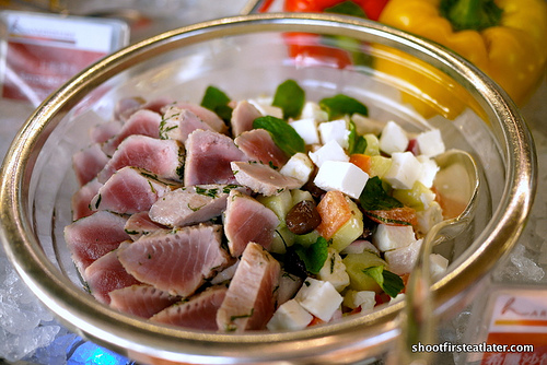 Greek salad w/ seared herb tuna