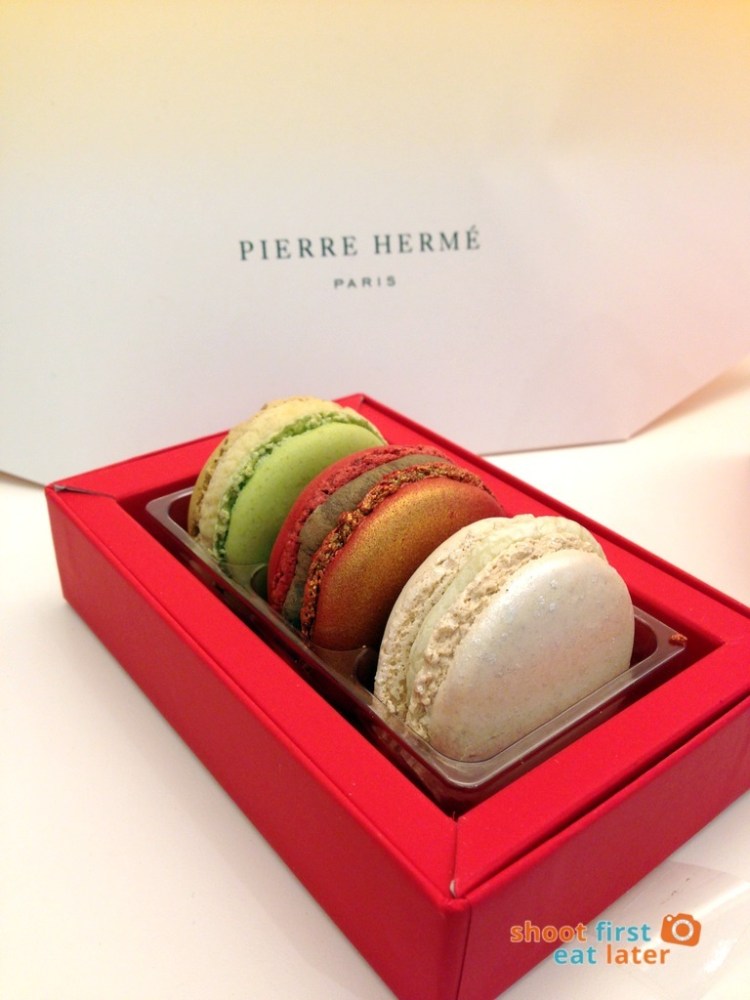 Pierre Herme Harbour City - Green Coffee & Refined Bourbon Coffee from Reunion Chocolate & Foie Gras, White Truffle & Roasted Piedmont Hazelnut Slivers Macarons