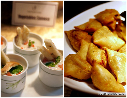 raita & vegetable samosas