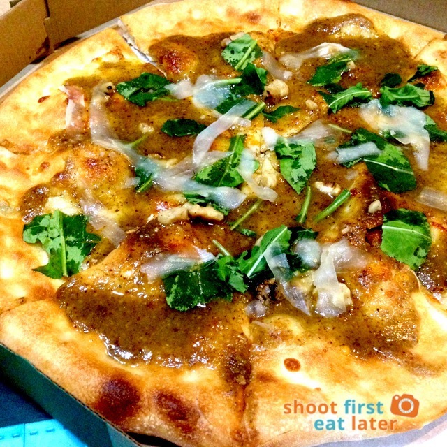 Amici's walnut, arugula & Parmesan pizza