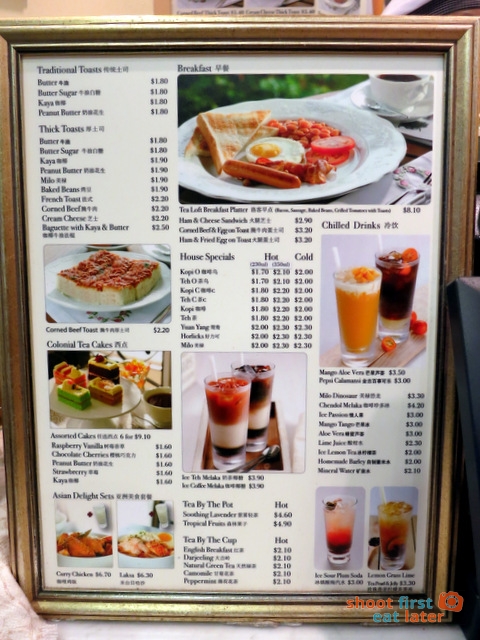 Tea Loft menu