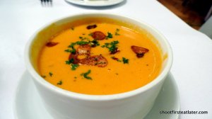 Gourmand-cream of tomato & shitake mushroom soup