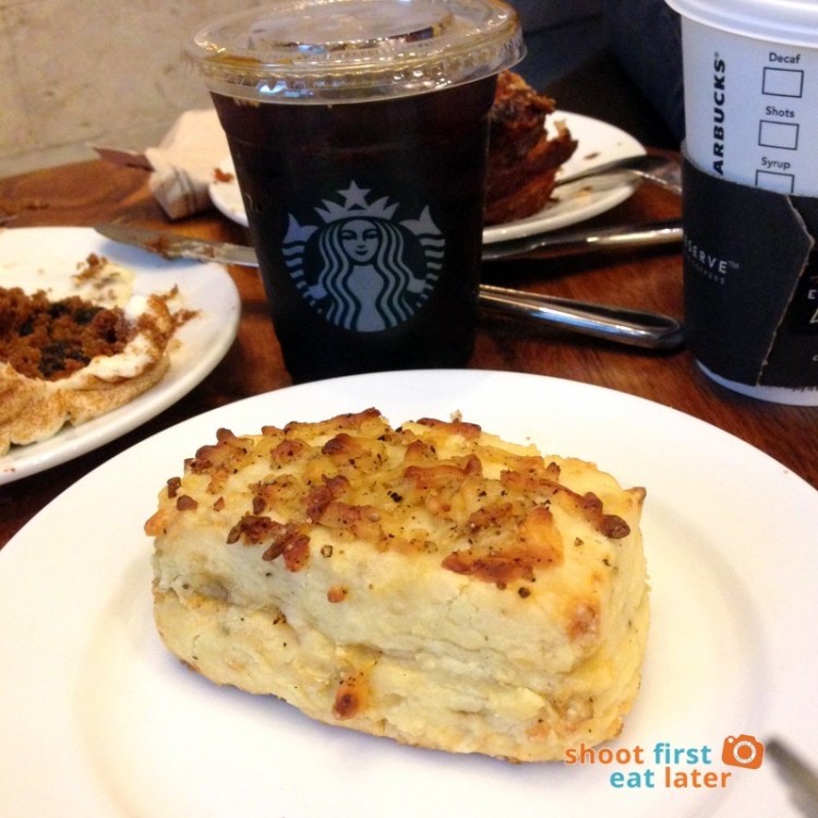 Starbucks Reserve Manila- Iced Ethiopian Yirgachaffe P150, Black Pepper Cheese Scone P90