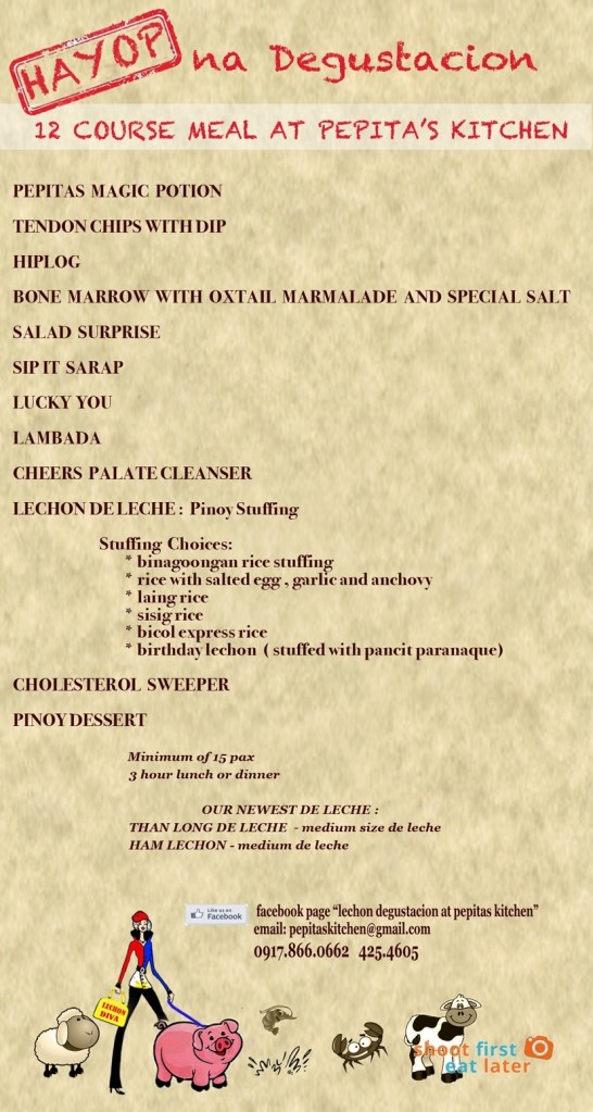 Pepita's Kitchen Hayop na Degustacion menu