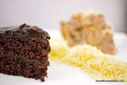 Chocolate cake, Peachy peachy and Apple pie