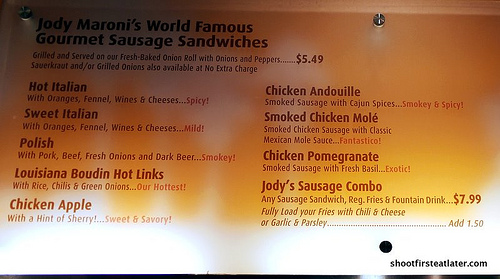 Jody Maroni gourmet sausages