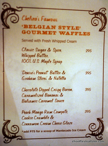 Chelsea belgian waffles menu
