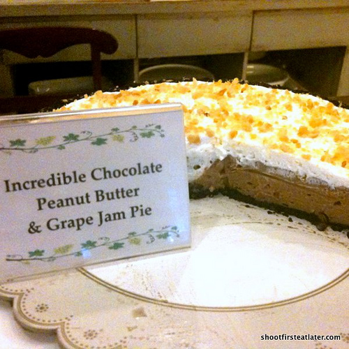 incredible chocolate peanut butter & grape jam pie