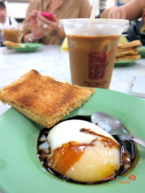 iced coffee, kaya toast & soft boiled egg