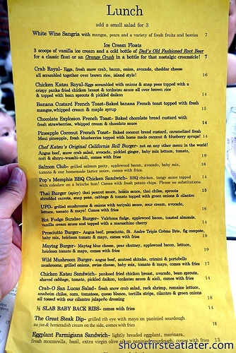 26 Beach lunch menu