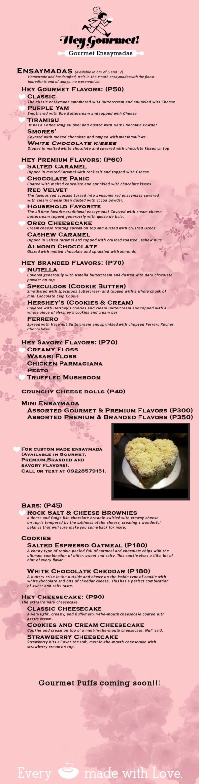 Hey Gourmet! Gourmet Ensaymadas menu Hey Gourmet! Gourmet Ensaymadas menu