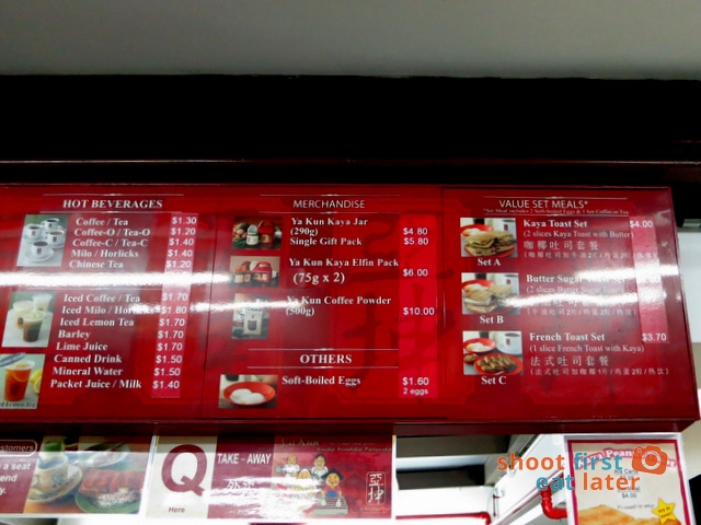 Ya Kun Kaya Toast- menu