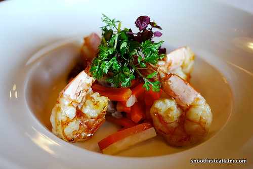Tiger prawn fricassee & correze chestnut in autumn emulsion