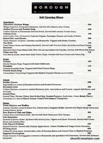 Borough menu front